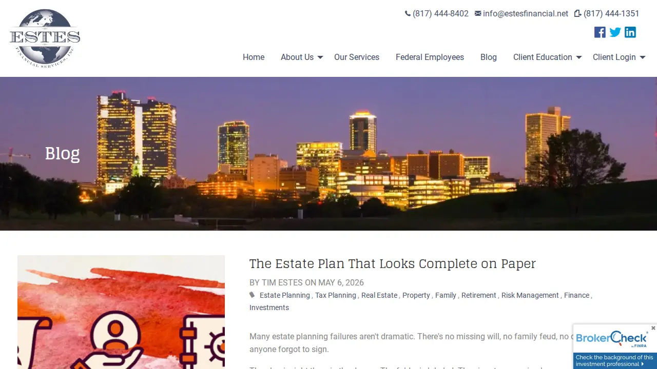Estes Financial Services page