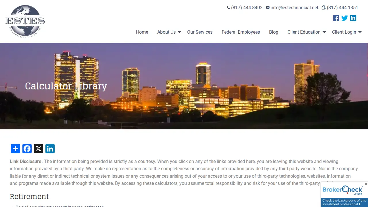 Estes Financial Services page