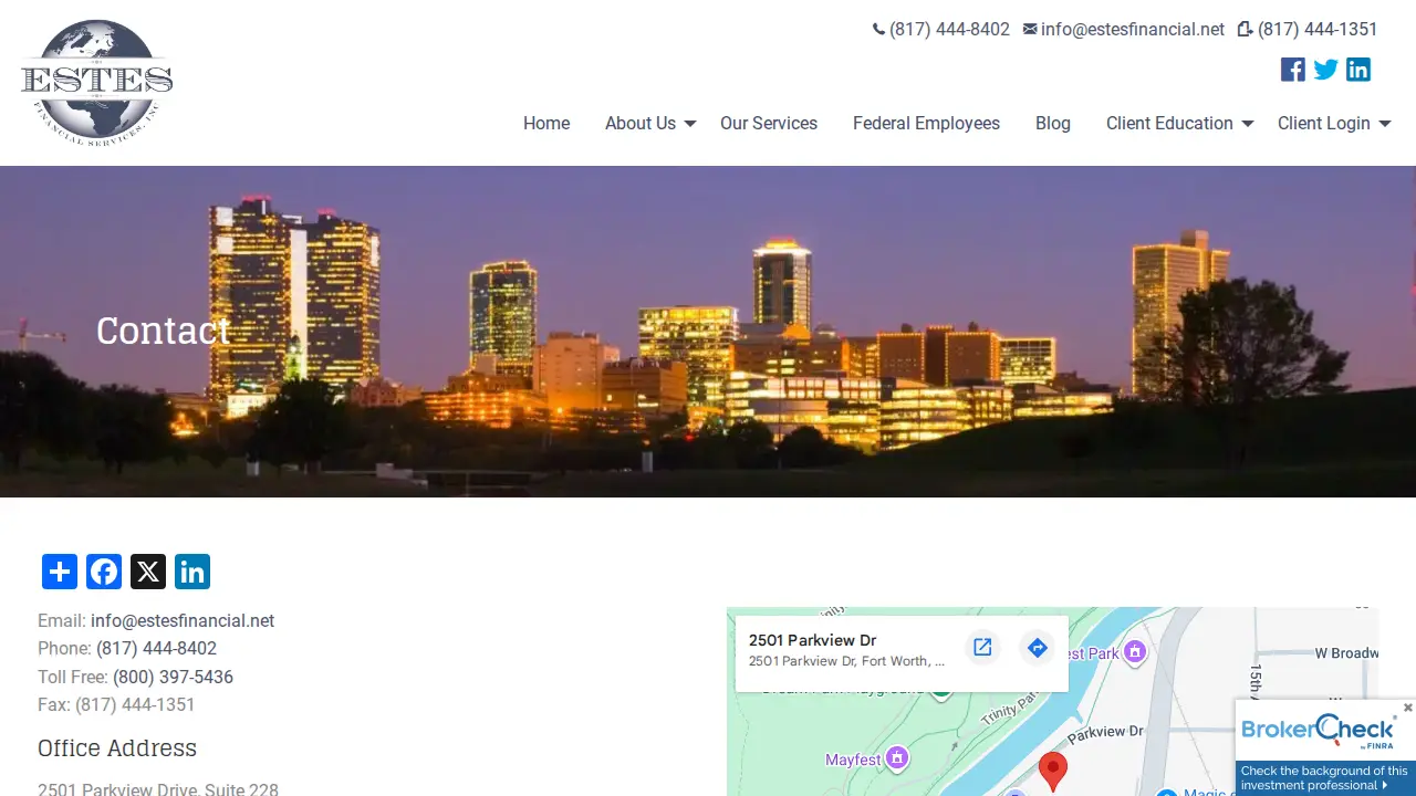 Estes Financial Services page