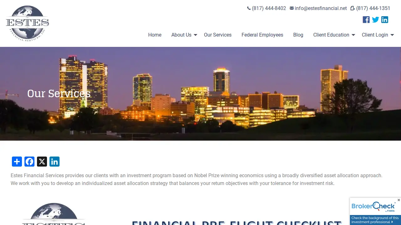 Estes Financial Services page