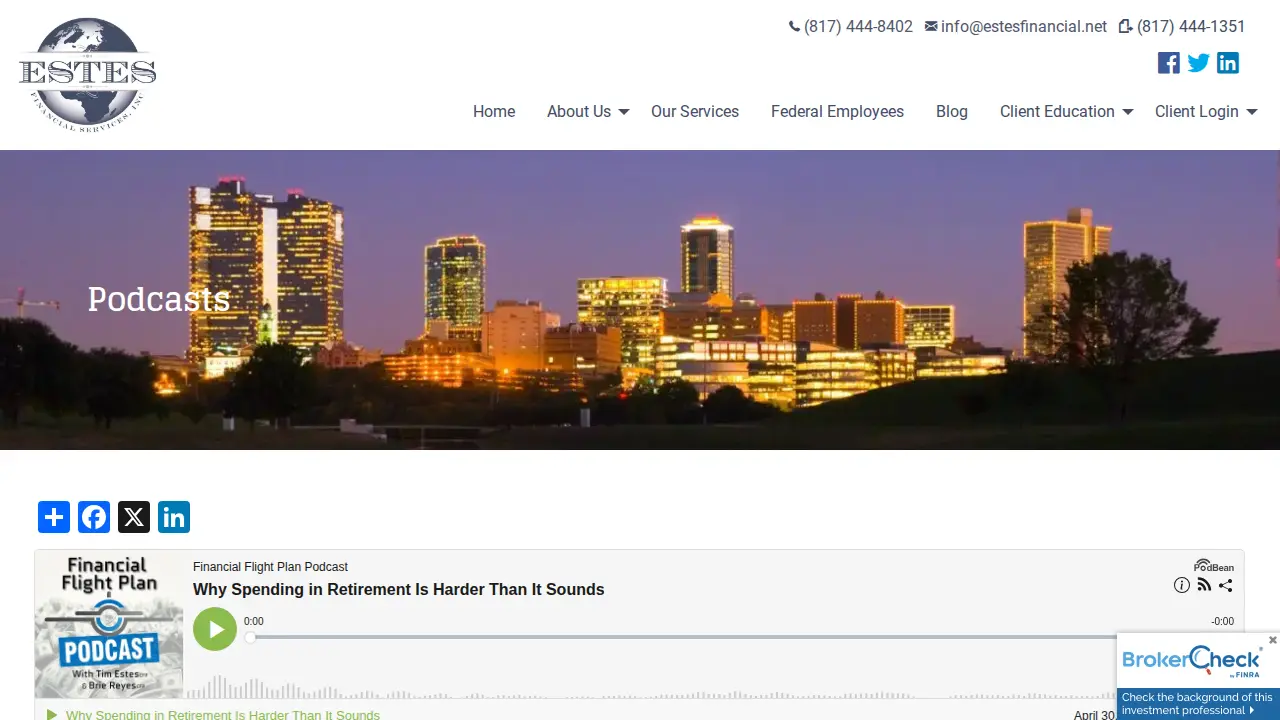 Estes Financial Services page