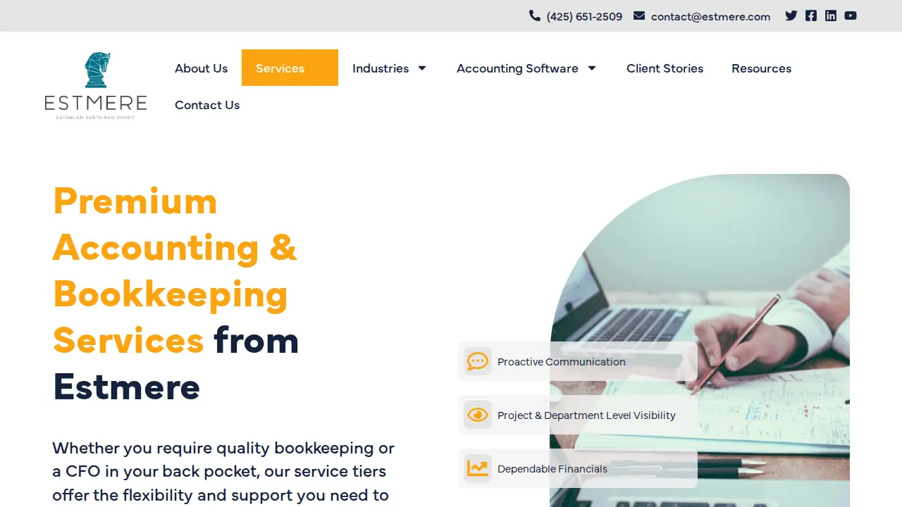 Estmere Accounting, Bookkeeping, Fractional CFO page