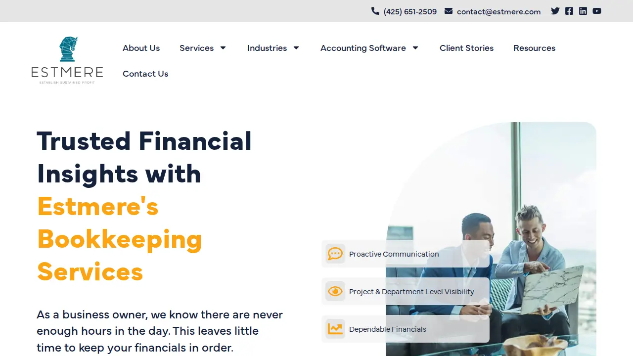 Estmere Accounting, Bookkeeping, Fractional CFO page