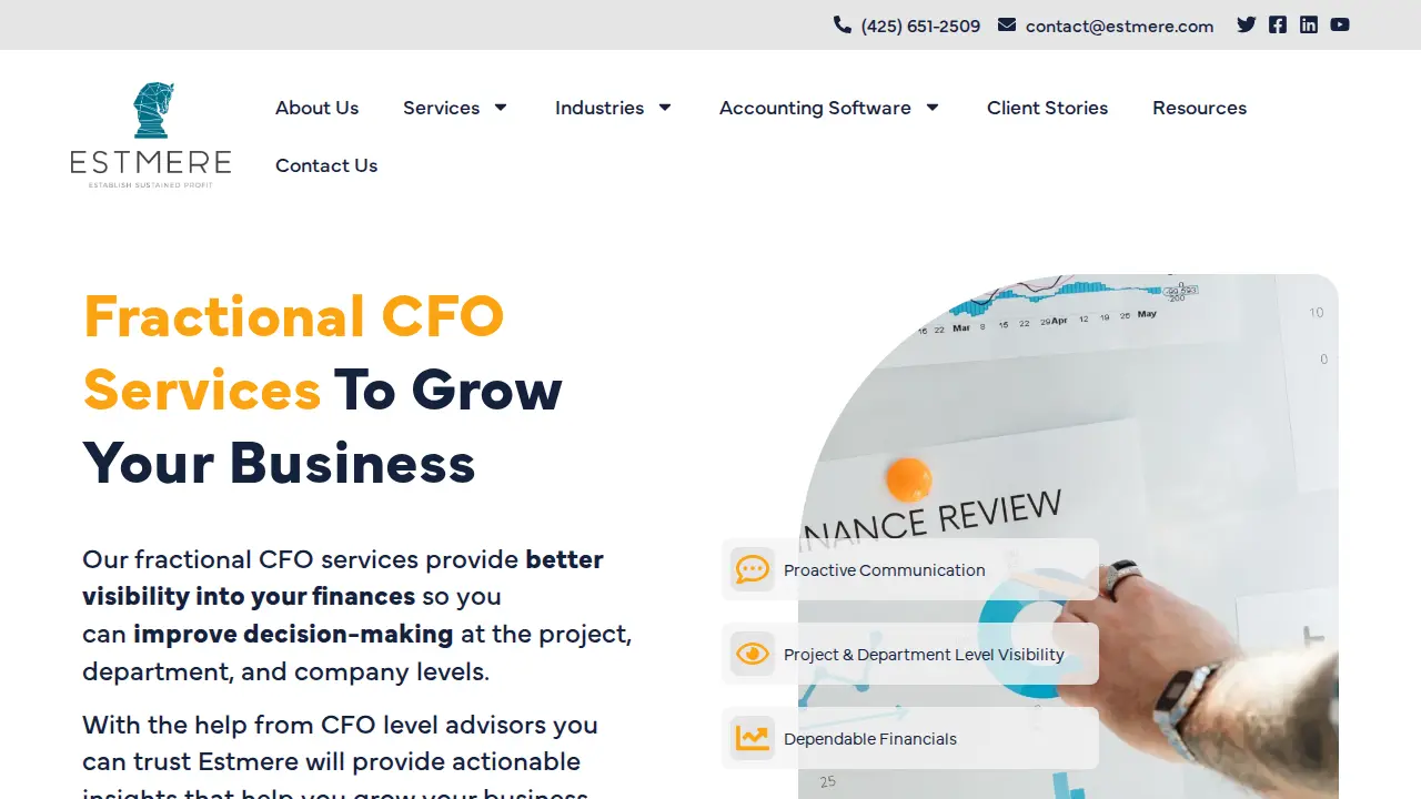 Estmere Accounting, Bookkeeping, Fractional CFO page