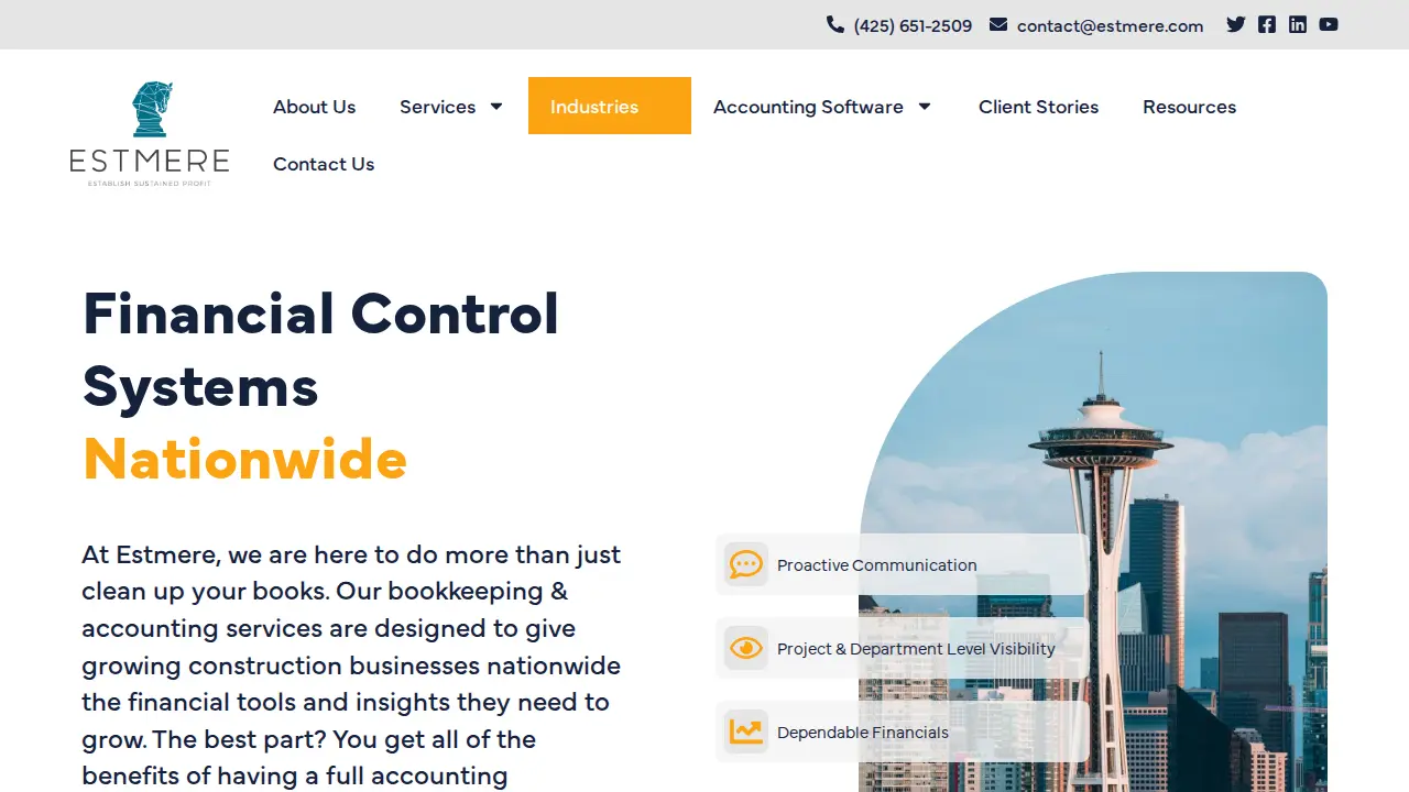 Estmere Accounting, Bookkeeping, Fractional CFO page