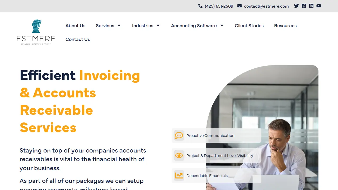 Estmere Accounting, Bookkeeping, Fractional CFO page
