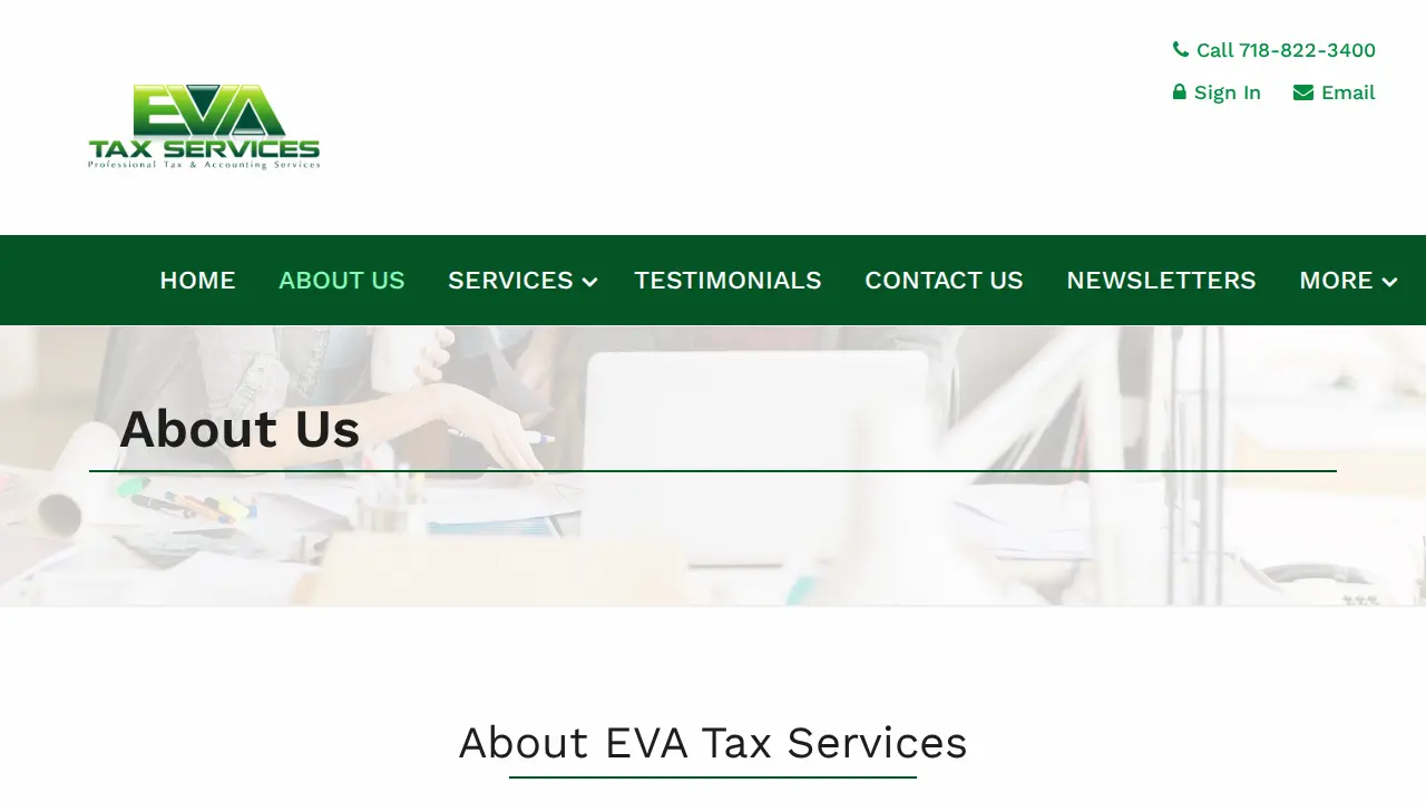 Eva Tax Services page