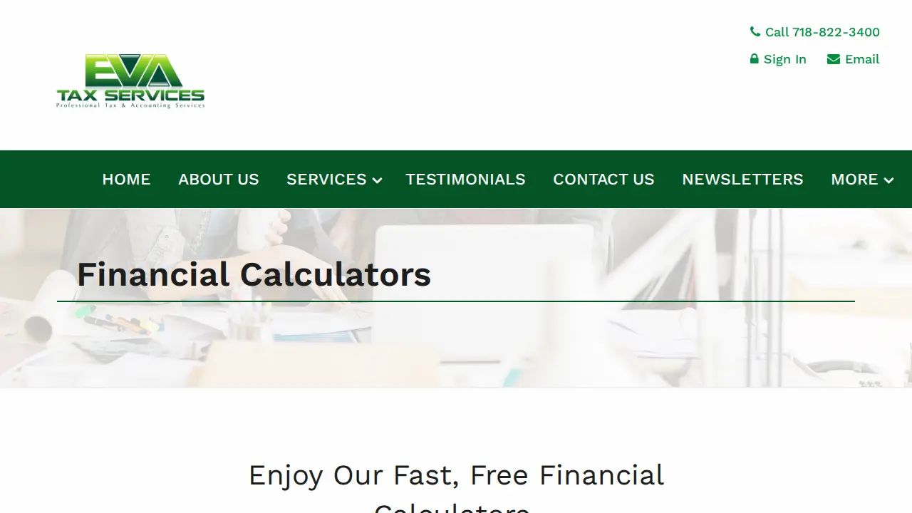 Eva Tax Services page
