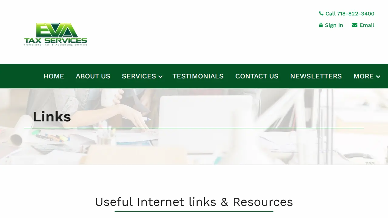 Eva Tax Services page