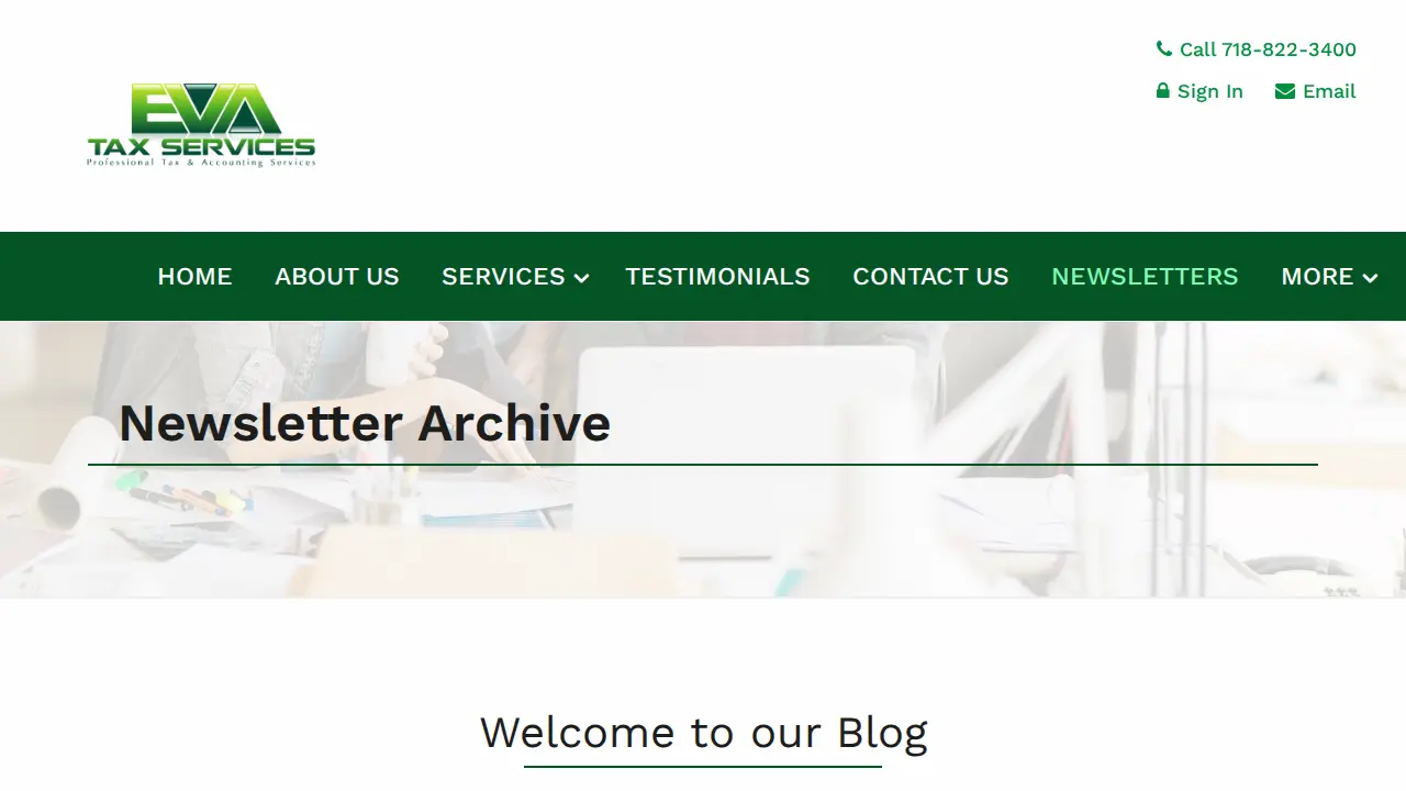 Eva Tax Services page