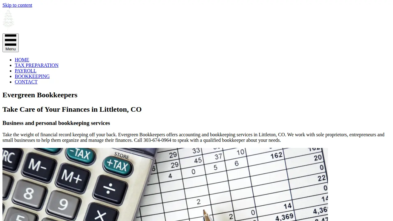 Evergreen Bookkeepers page