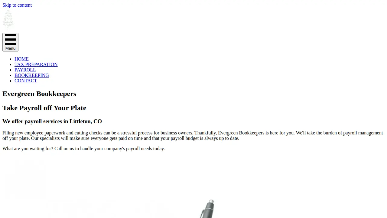Evergreen Bookkeepers page
