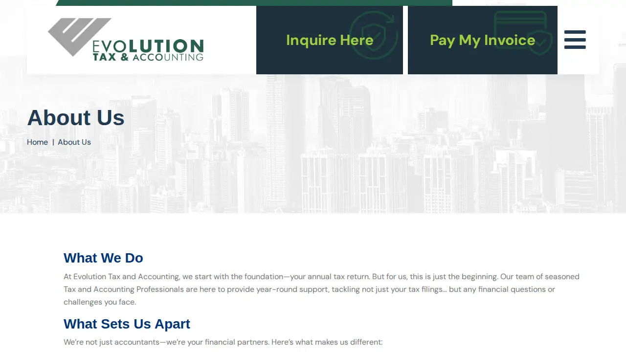 Evolution Tax and Accounting page