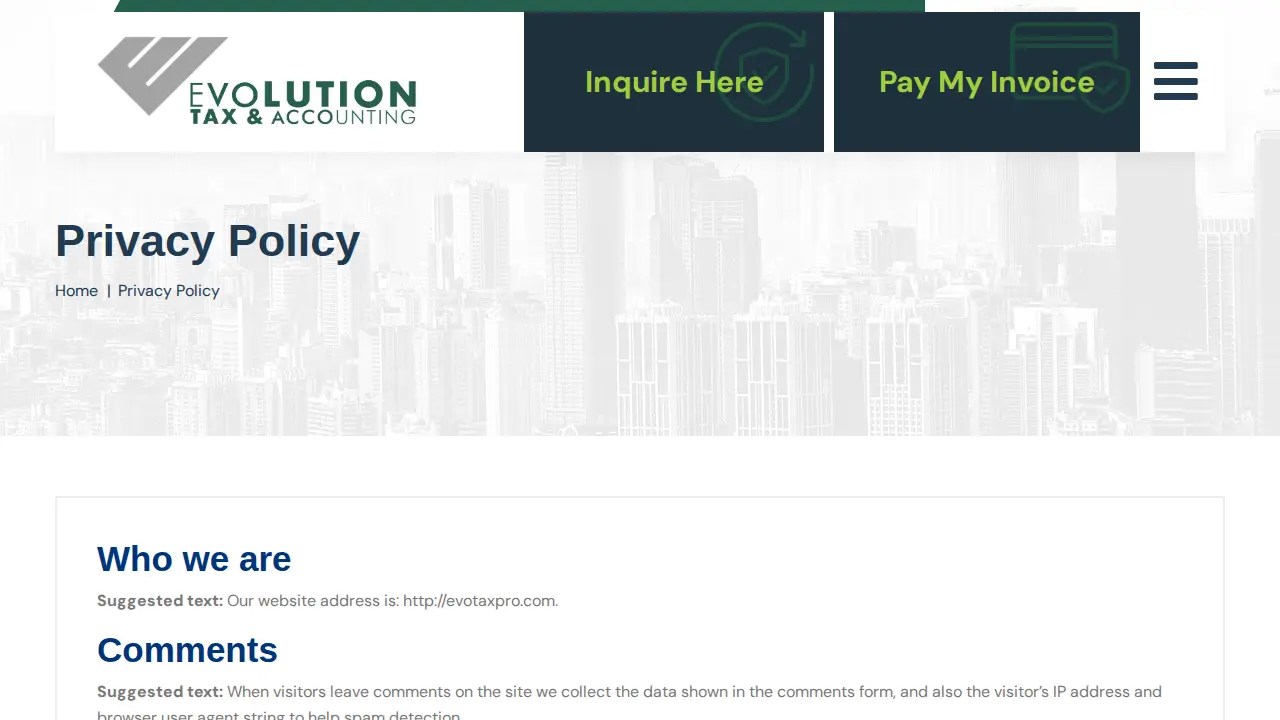 Evolution Tax and Accounting page