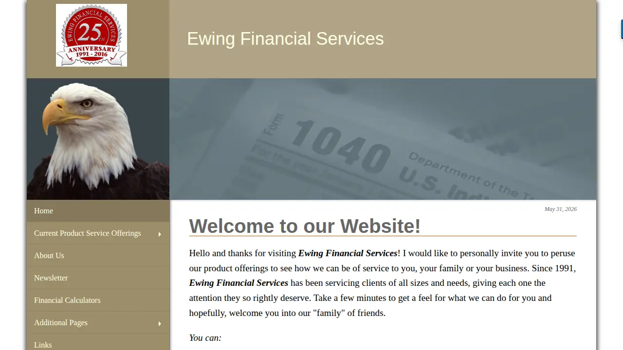 Ewing Financial Services page