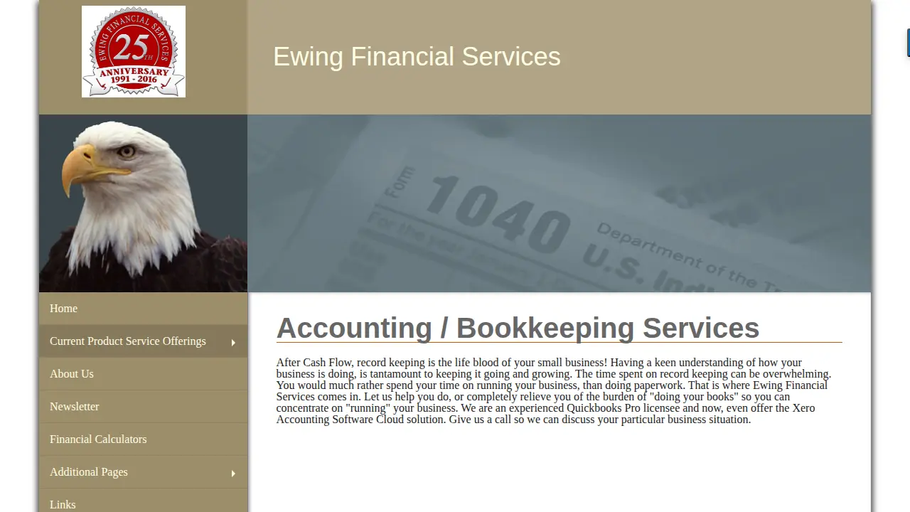 Ewing Financial Services page