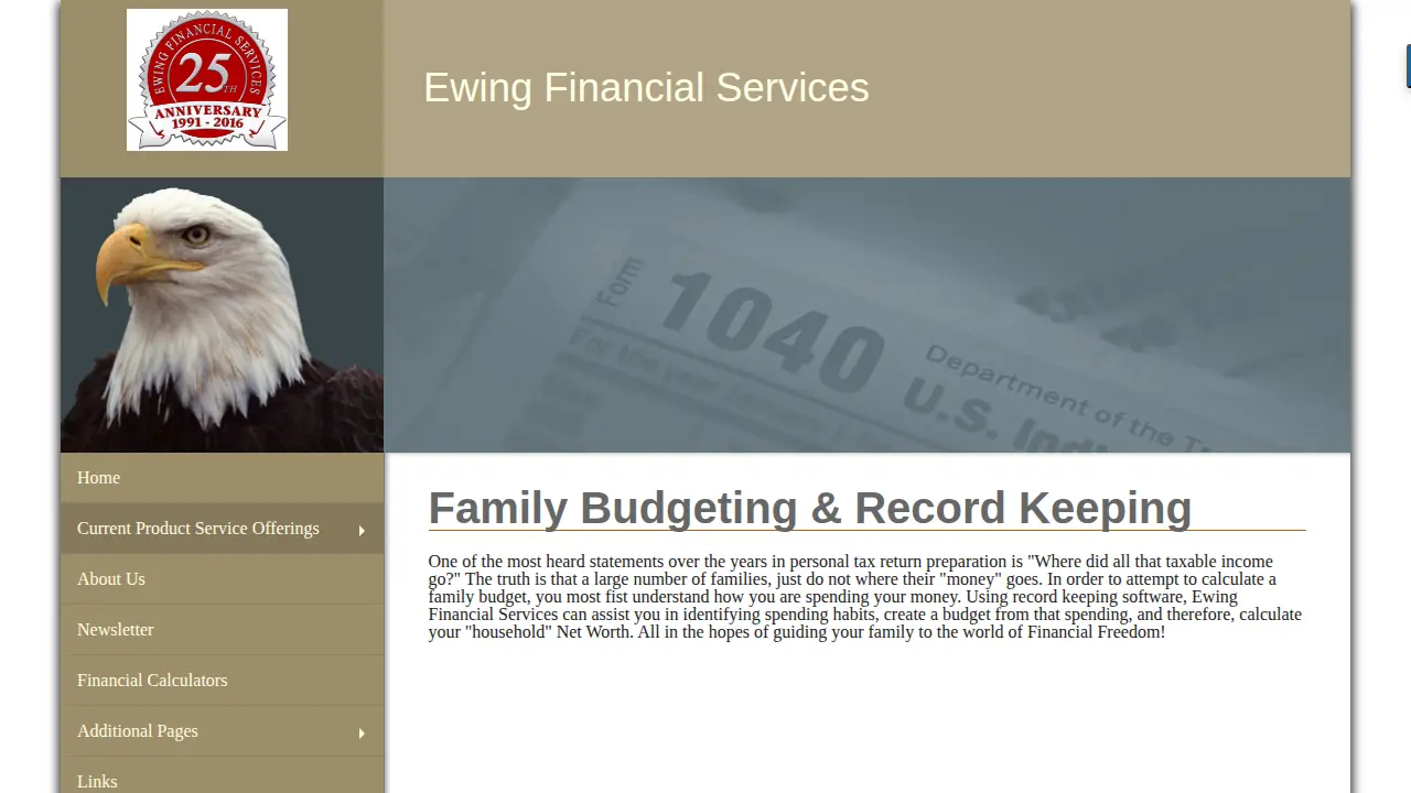 Ewing Financial Services page