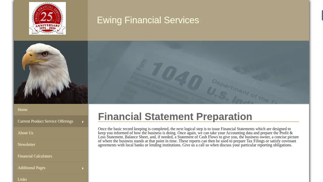 Ewing Financial Services page