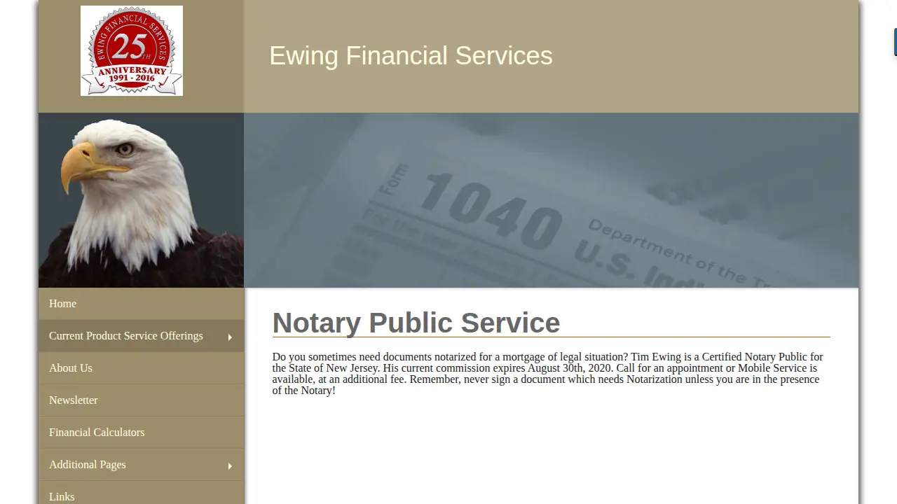 Ewing Financial Services page
