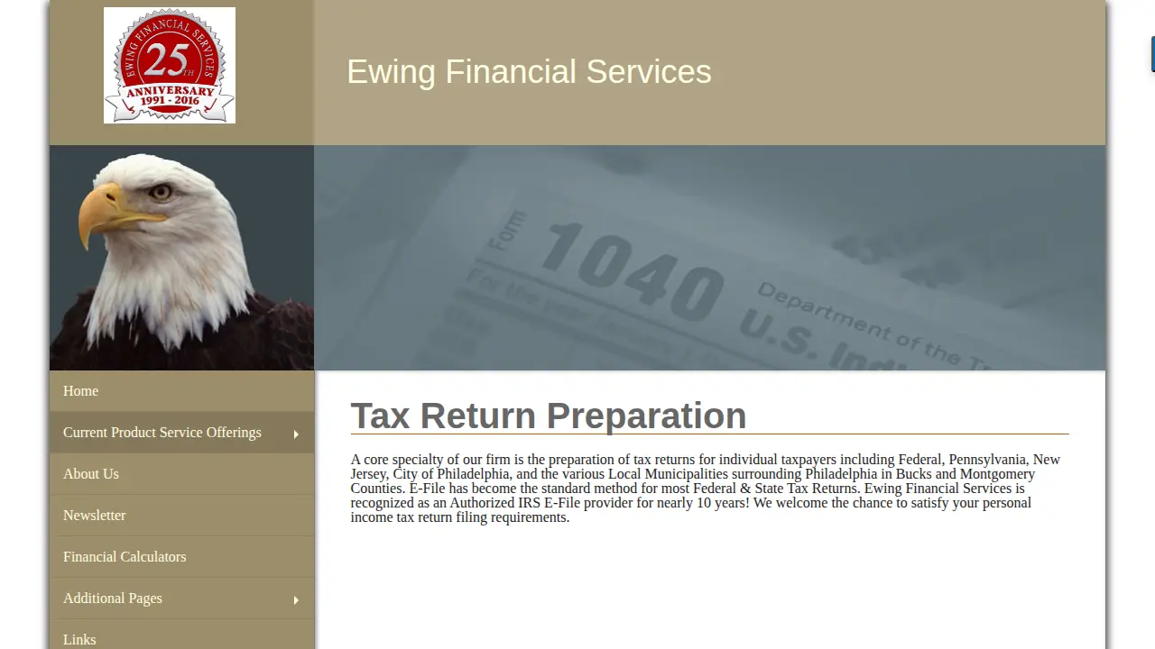 Ewing Financial Services page