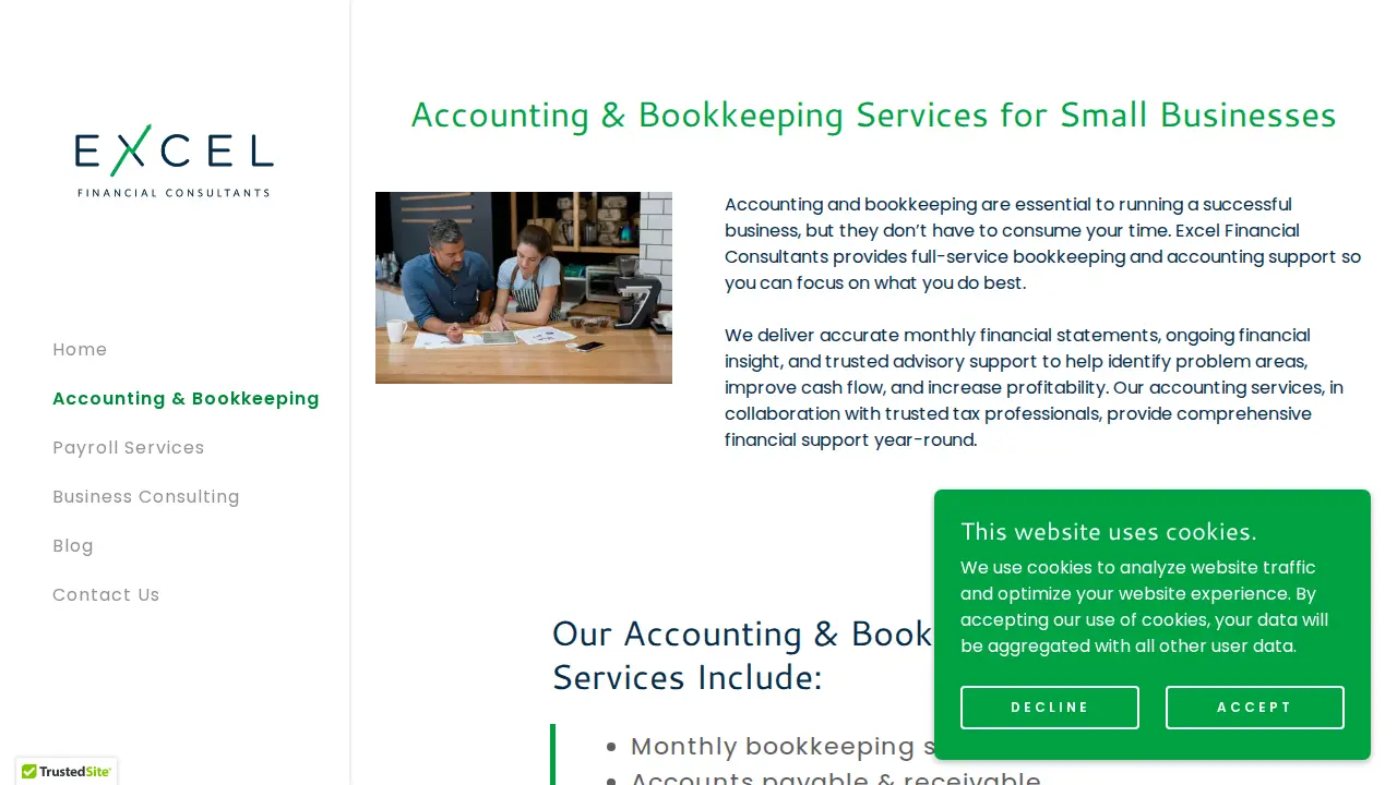 Excel Financial Consultants page