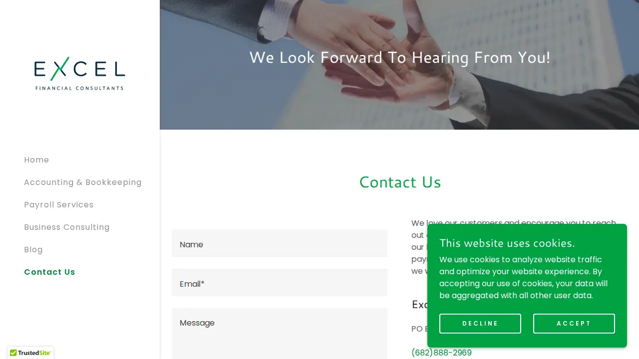 Excel Financial Consultants page