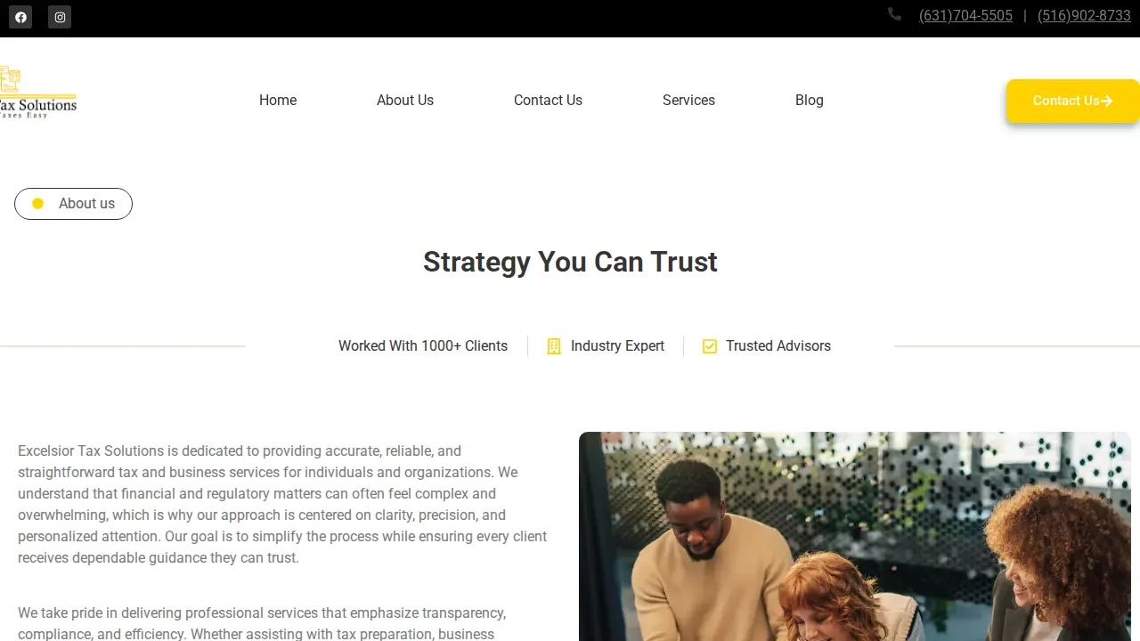 Excelsior Tax Solutions page