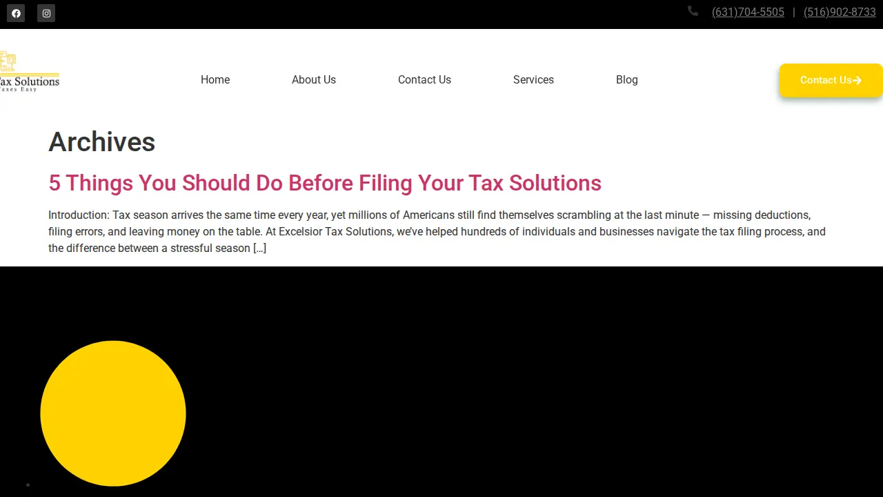 Excelsior Tax Solutions page