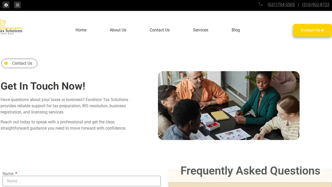 Excelsior Tax Solutions page