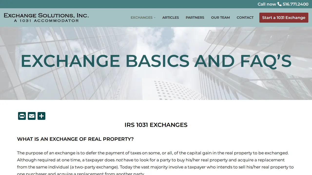 Exchange Solutions Inc. page