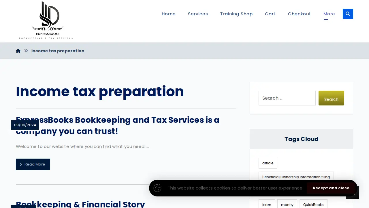 ExpressBooks Bookkeeping and Tax Preparation page