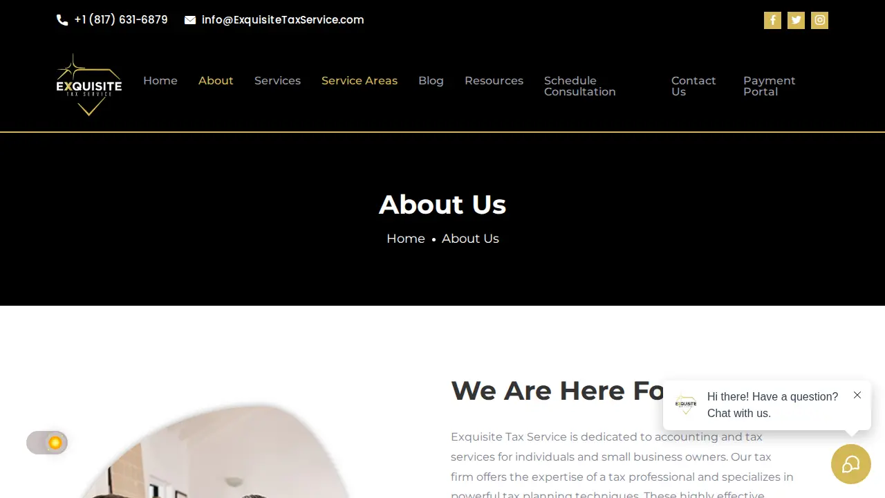 Exquisite Tax Service page
