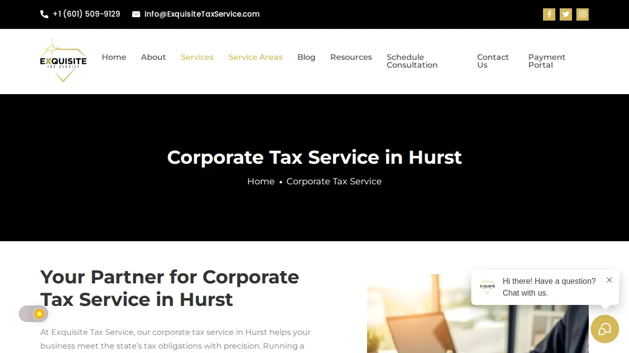 Exquisite Tax Service page