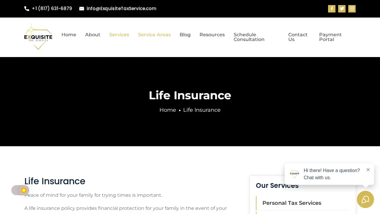 Exquisite Tax Service page