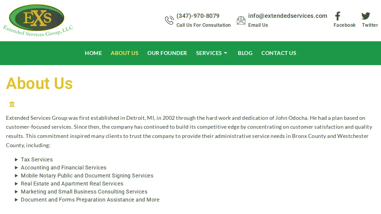 Extended Services Group, LLC page