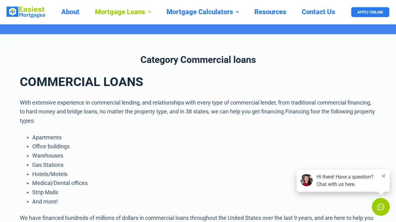 EASIEST MORTGAGE SERVICES page
