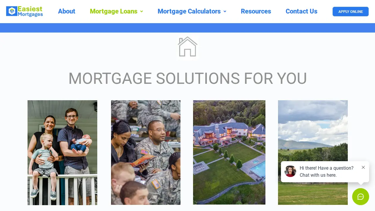EASIEST MORTGAGE SERVICES page