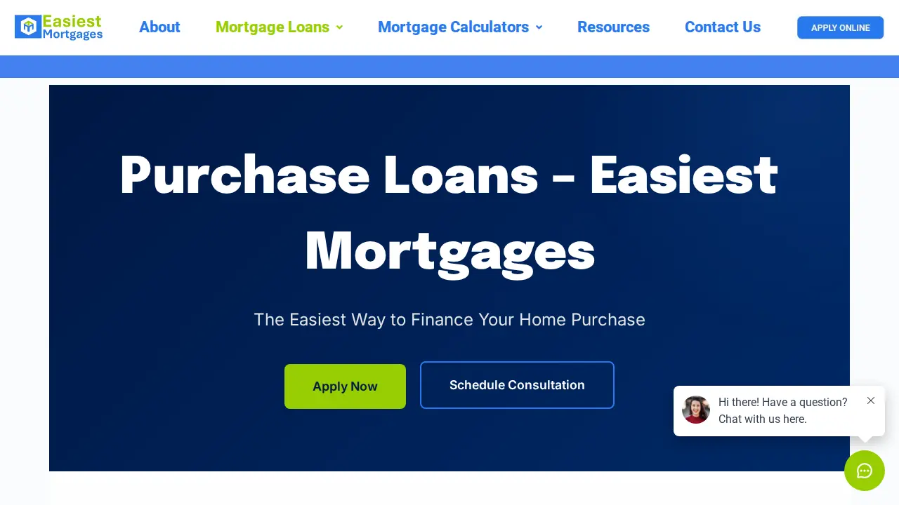 EASIEST MORTGAGE SERVICES page