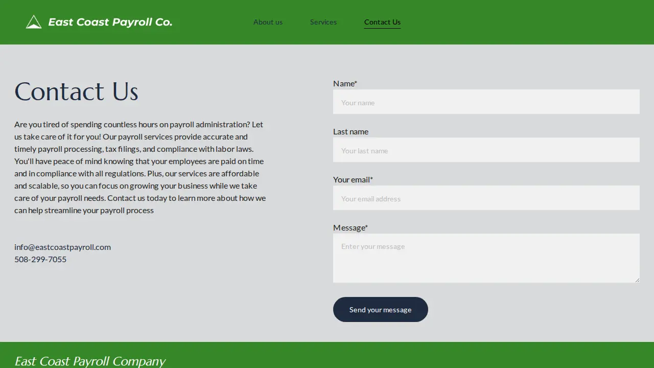East Coast Payroll Company page