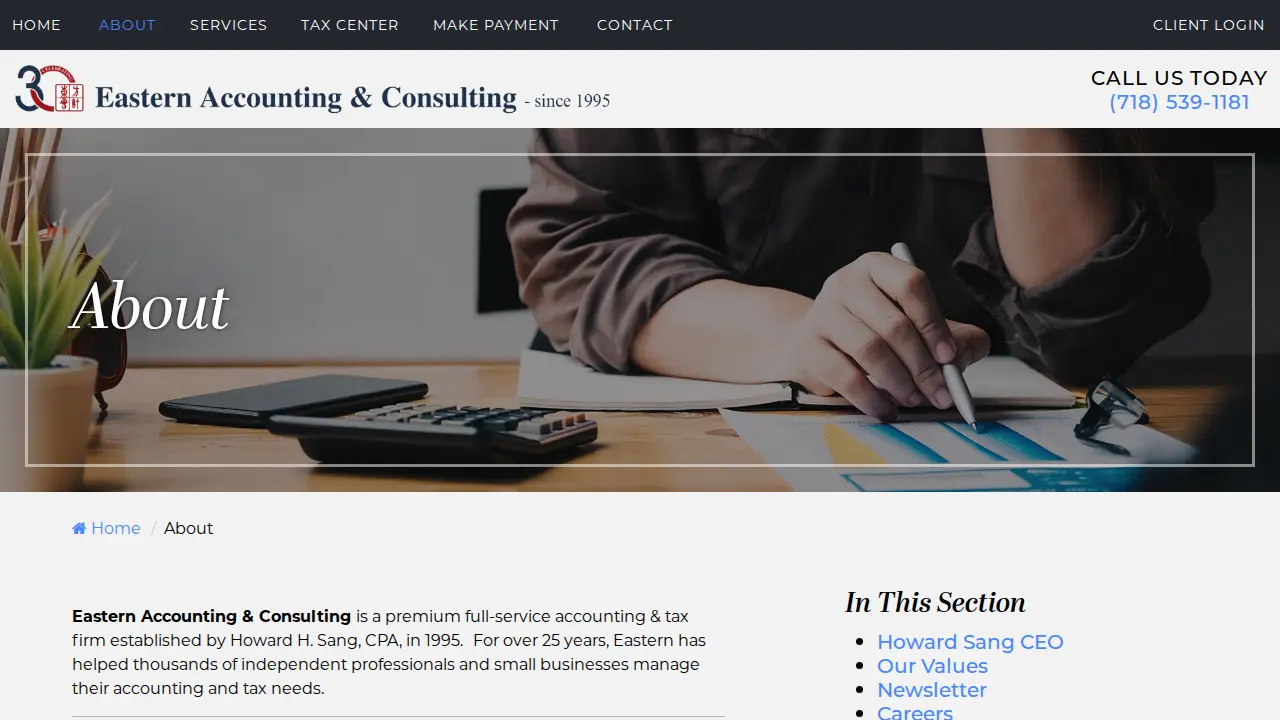 Eastern Accounting & Consulting page