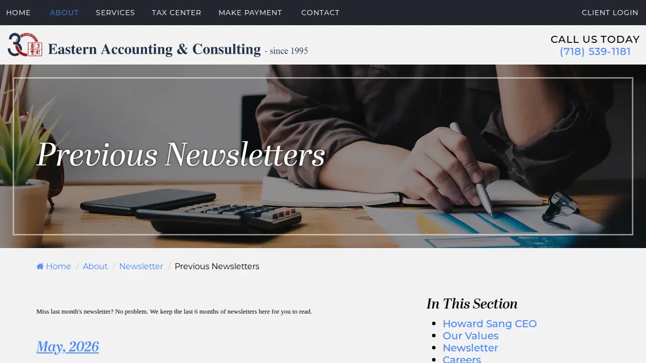 Eastern Accounting & Consulting page