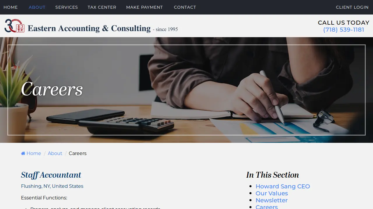 Eastern Accounting & Consulting page