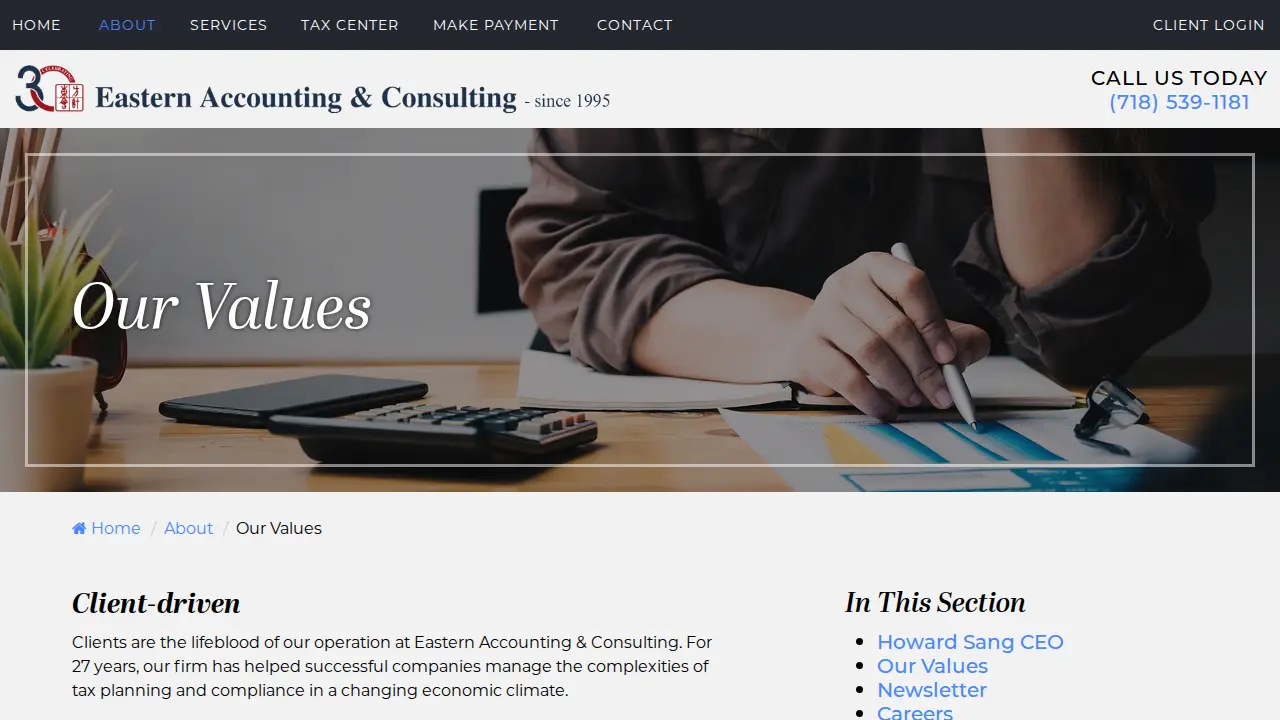 Eastern Accounting & Consulting page