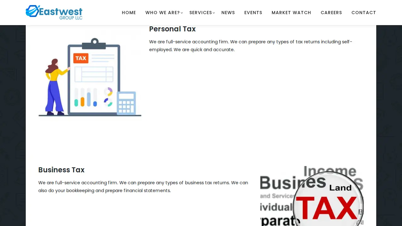 Tax Preparation - EastWest Group page