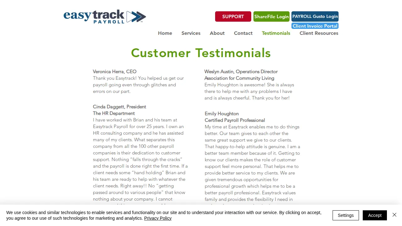 Easytrack Payroll LLC page