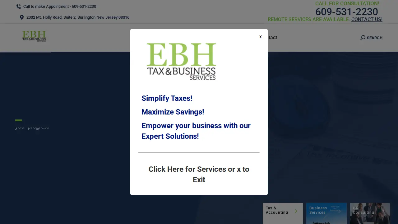 EBH Tax Services page