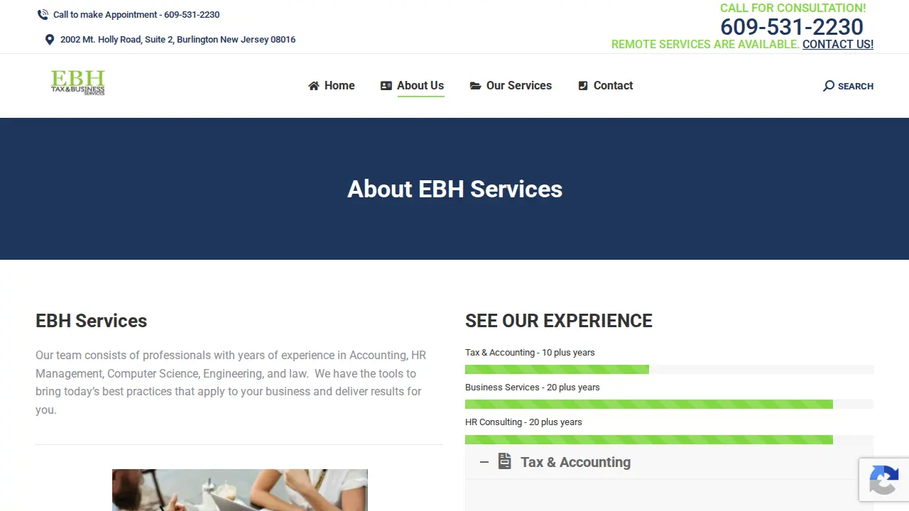 EBH Tax Services page