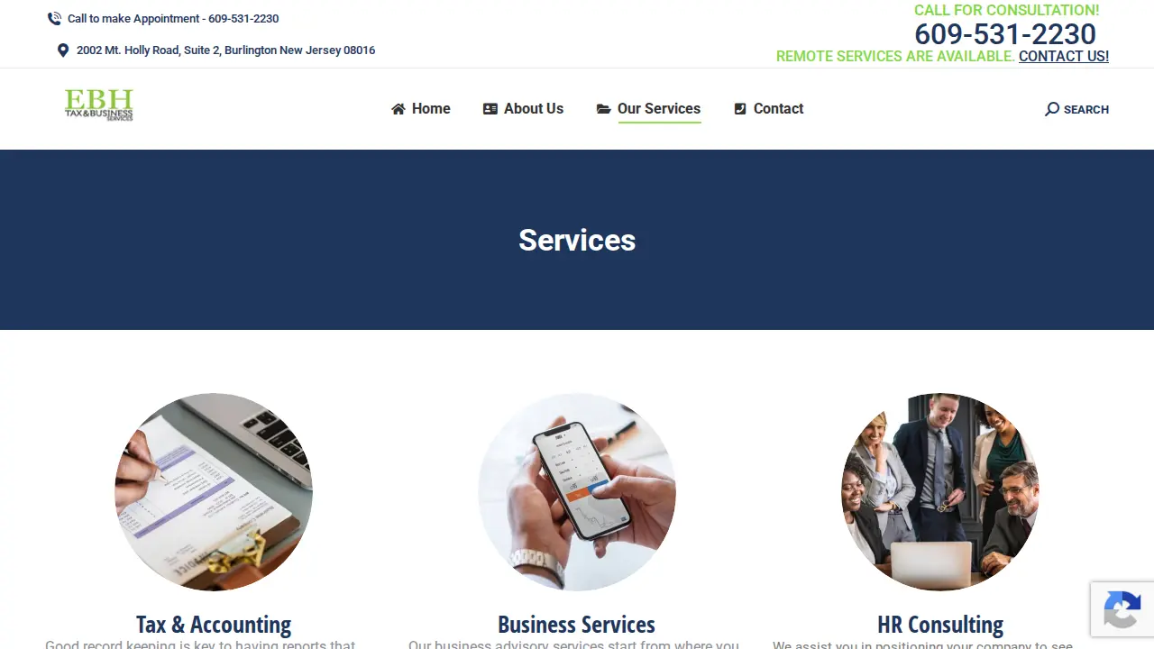 EBH Tax Services page