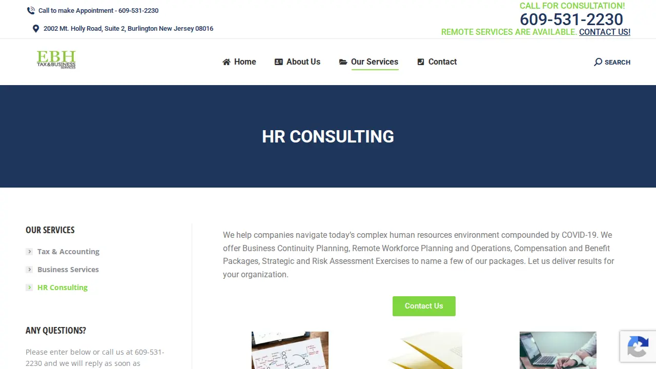 EBH Tax Services page
