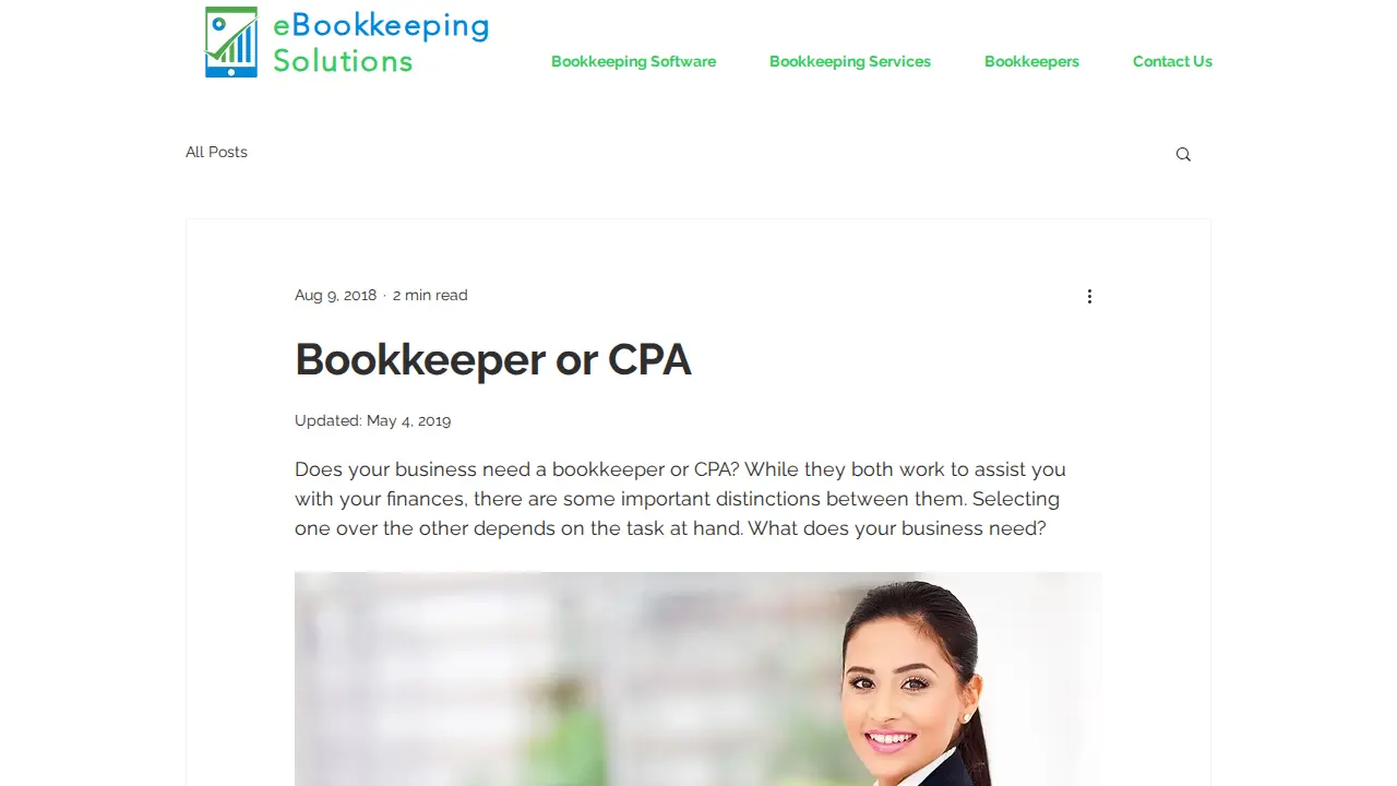 eBookkeeping Solutions page